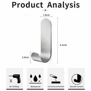 7Simplex Öntapadós Fém Törölköző Akasztó 2 db Kis Akasztóval (Ezüst) - BShopy