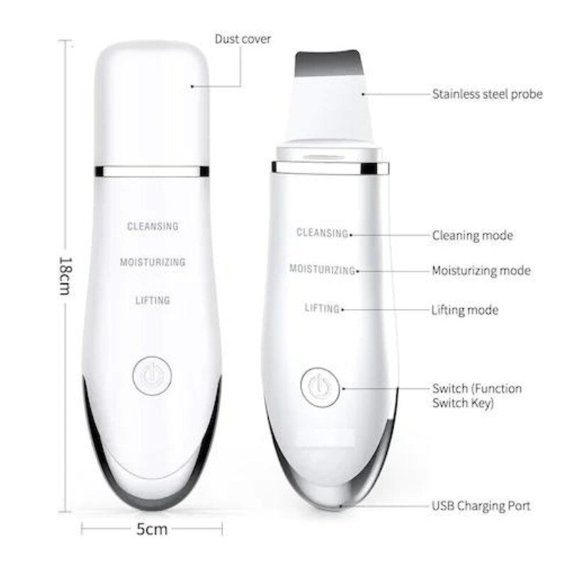 AmazeFan Ultrahangos Arctisztító Készülék - Mélytisztító Bőrápoló Spatula (Fehér) - BShopyarctisztító géparctisztító készülékbeauty eszköz6035 - CPJ - 100 - WHITE_1