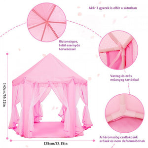 Dětský stan BDream, stan na hraní do interiéru i exteriéru, princeznovský růžový 140 x 135 cm – BShopy