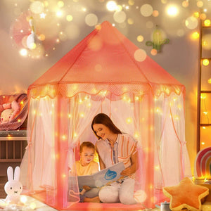 Dětský stan BDream, stan na hraní do interiéru i exteriéru, princeznovský růžový 140 x 135 cm – BShopy