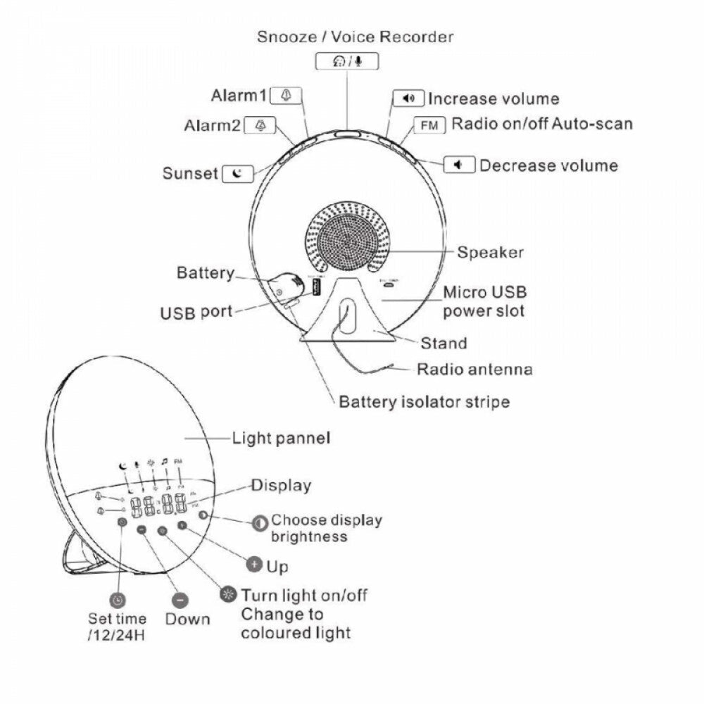 Bshop Ébresztőfény LED Ébresztőóra - Szimulált Napfelkelte, Álomébresztés - BShopyX0016ZATYN_4