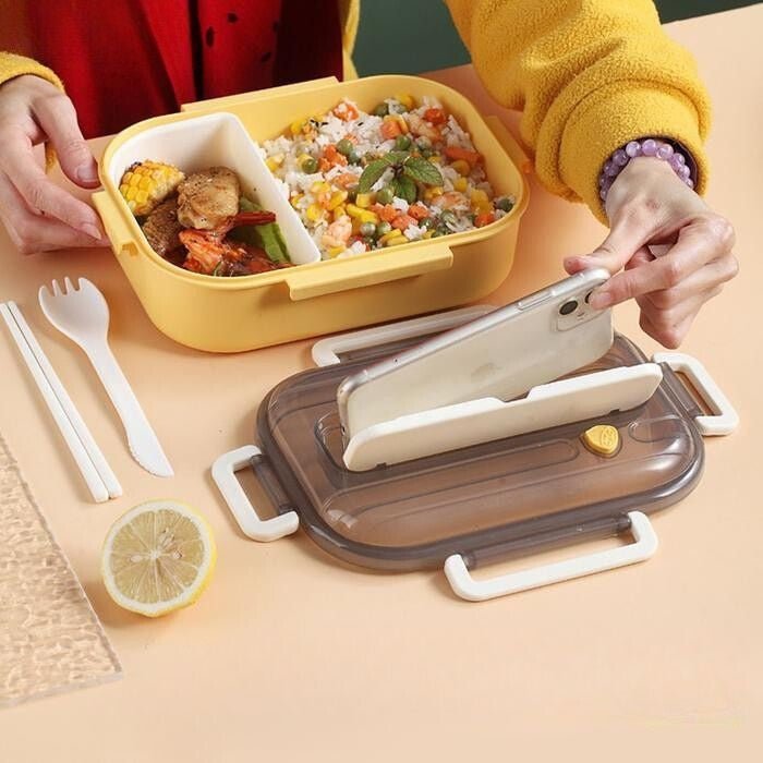 BSHOP Osztott Tárolós Ételhordó Szett 1300 ml (Sárga) - BShopyX001GC0851_1