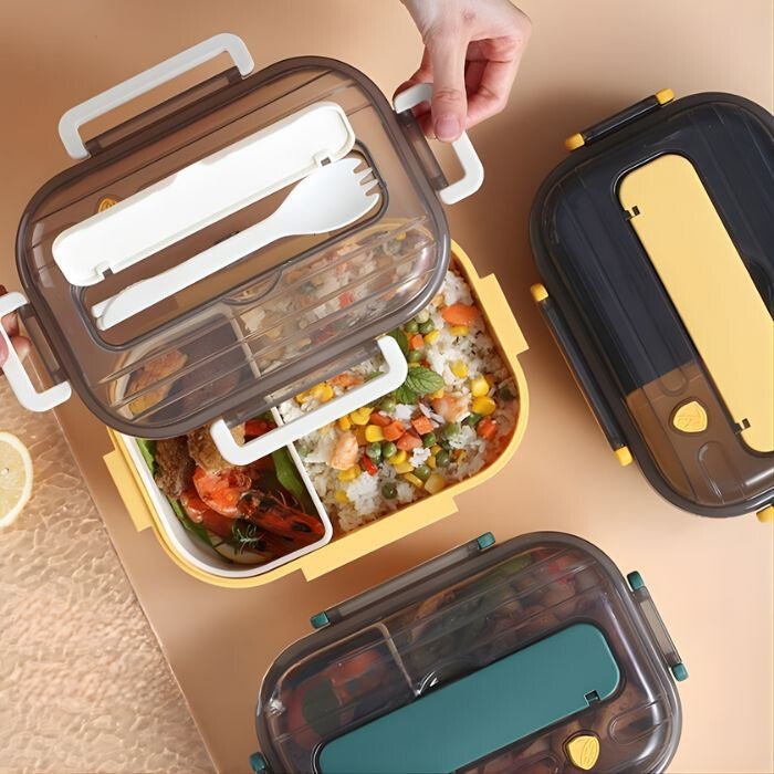 BSHOP Osztott Tárolós Ételhordó Szett 1300 ml (Sárga) - BShopyX001GC0851_3