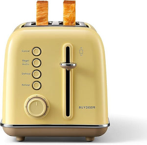 Buydeem DT620E Citromsárga 2 Szeletes Kenyérpirító – Extra Széles Nyílások, 7 Pirítási Fokozat, Bagel Funkció - BShopy
