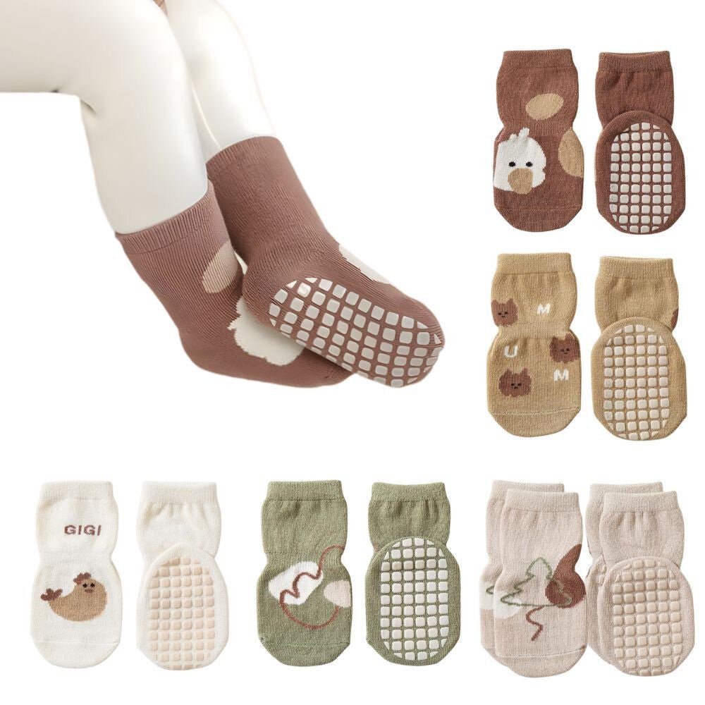 Csúszásmentes Pamut Baba Zokni Szett – 6 Pár Aranyos Mintájú Zokni Kisbabáknak (M) - BShopyX001MMNX5R_0