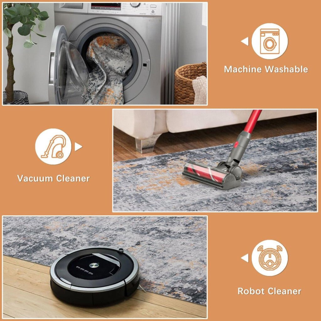 Decomall Szürke Absztrakt Stílusú Beltéri Szőnyeg 80x300cm - BShopyX001K66TLZ_5