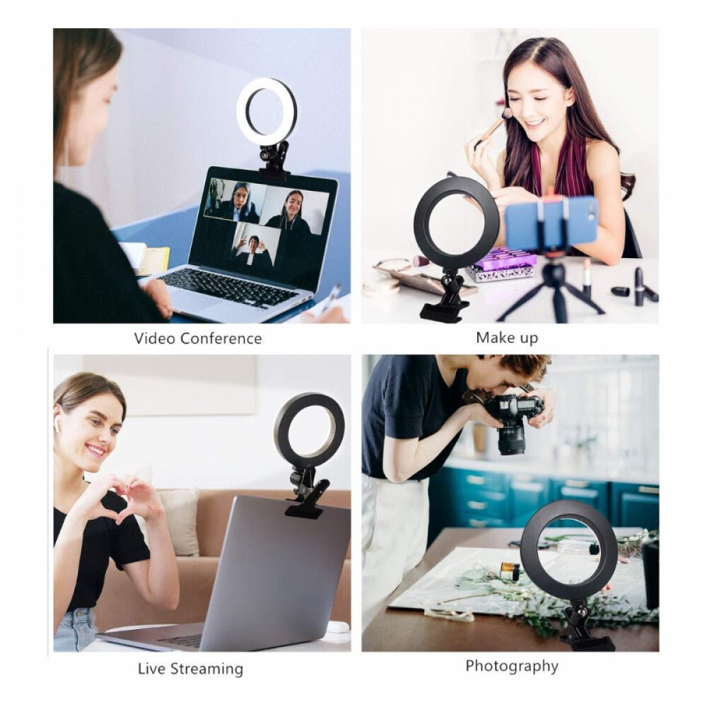 Elegiant Fehér Selfie Gyűrű Lámpa Tartóval - Állítható Fényerő Telefonhoz - BShopyX00163F52B_2