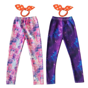 Galaxy Mintás Polárbéléses Téli Gyermek Leggings – 2 db Thermo Nadrág + 2 db Hajgumi - BShopy