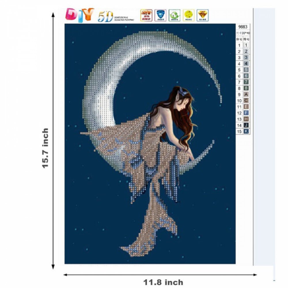Gyémántfestő Készlet Tündér és Hold Mintával 30 x 40 cm - BShopy
