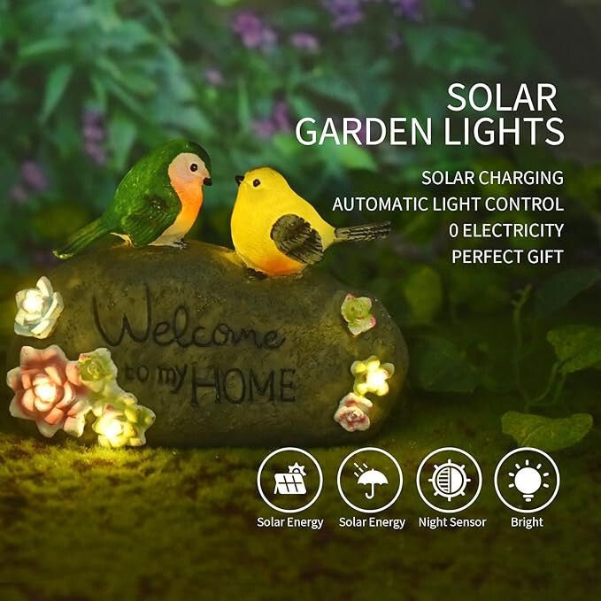 JeeYee Kültéri Napelemes Madaras Szolár Díszlámpa "Welcome to My Home" Felirattal - Kerti LED - BShopyX001SRINI3_1