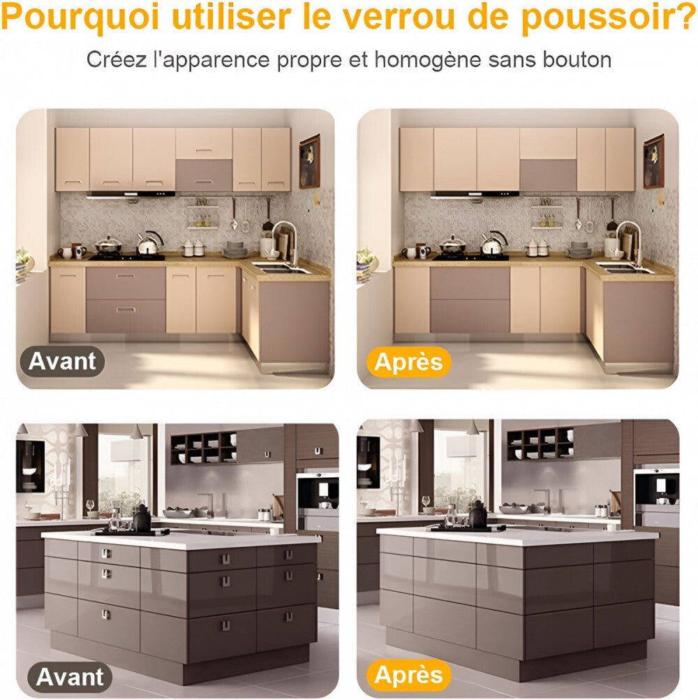 JIAYI Mágneses Tolózár Készlet Szekrényekhez - 6 db - os, Ezüst Színű, Önzáró Bútorzár - BShopy