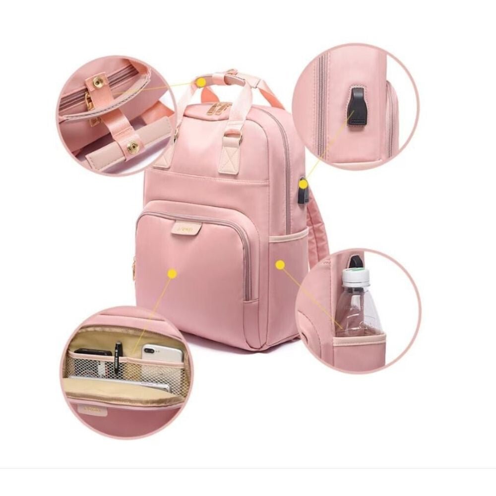 J.QMEI laptop hátizsák, táska USB csatlakozóval (rózsaszín) - BShopyJQM10060415156_4