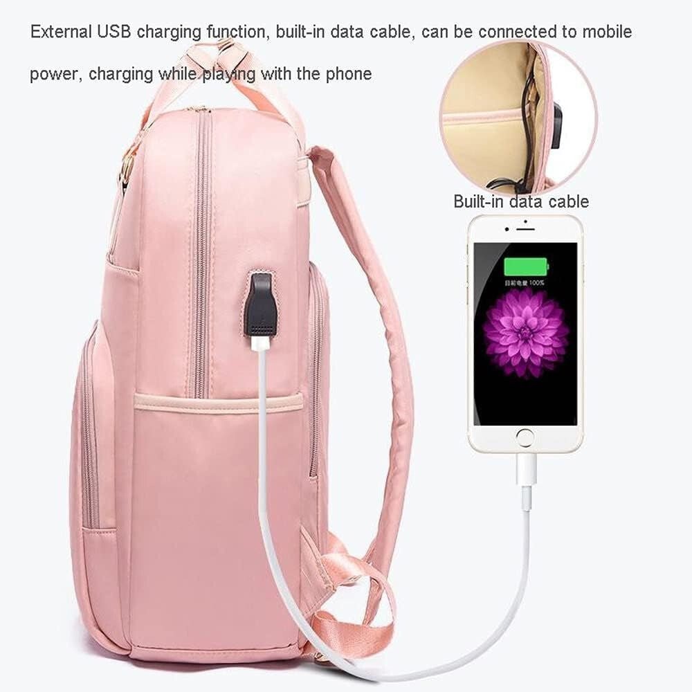 J.QMEI laptop hátizsák, táska USB csatlakozóval (rózsaszín) - BShopyJQM10060415156_5