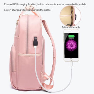 J.QMEI laptop hátizsák, táska USB csatlakozóval (rózsaszín) - BShopy