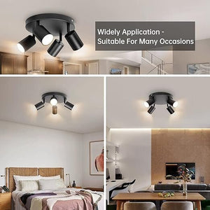 Ketom otočné, nastavitelné stropní bodové svítidlo GU10 LED se 4 směrovými hlavami (černé) - BShopy