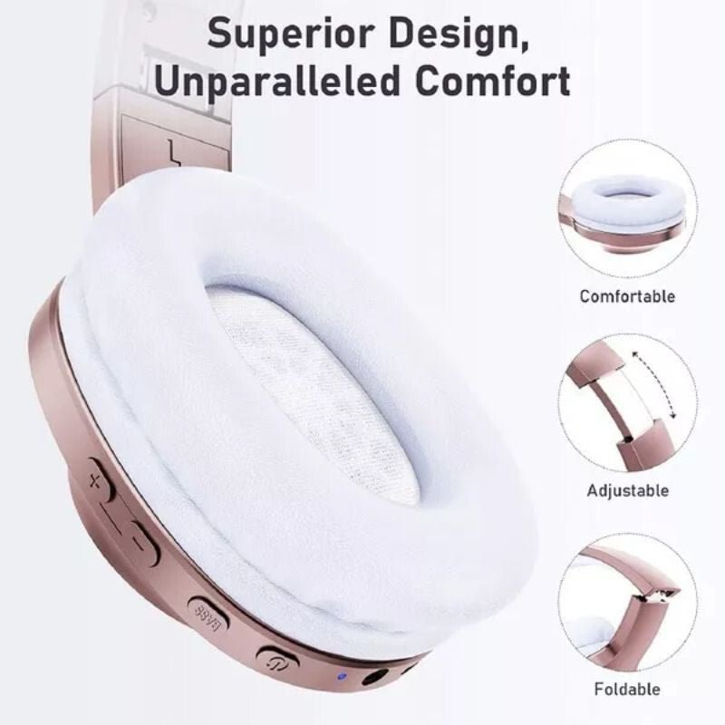 LETSCOM H10 Bluetooth Fejhallgató Over - Ear - Rose Gold, Vezeték Nélküli, 100 Órás Üzemidő - BShopy