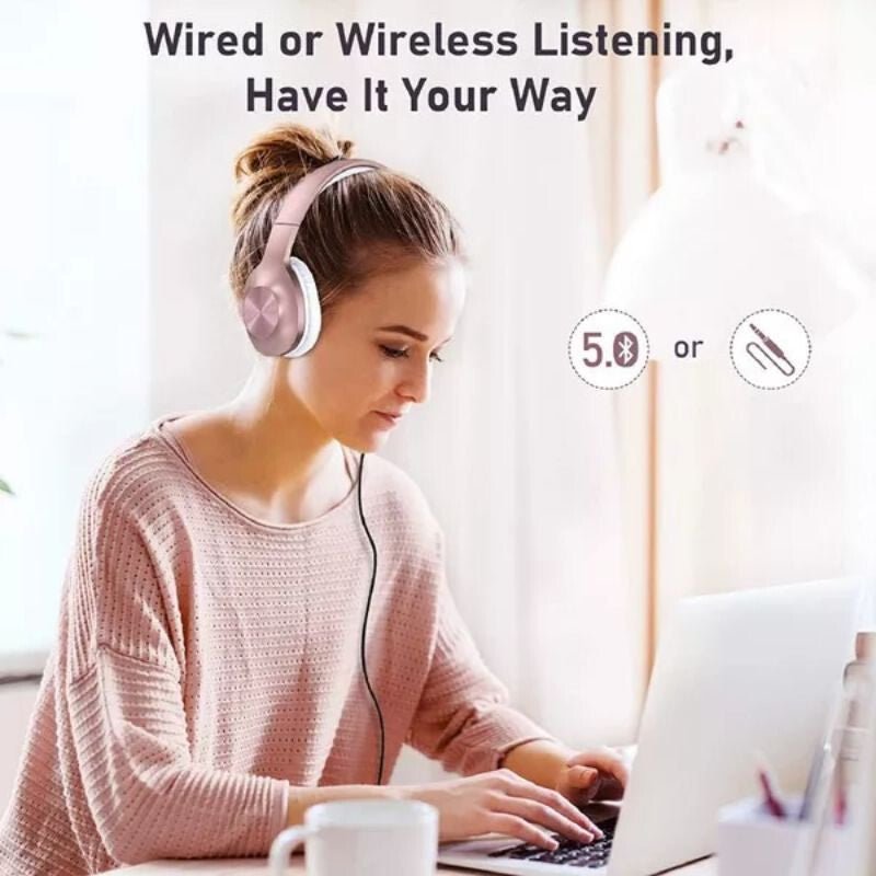 LETSCOM H10 Bluetooth Fejhallgató Over - Ear - Rose Gold, Vezeték Nélküli, 100 Órás Üzemidő - BShopy