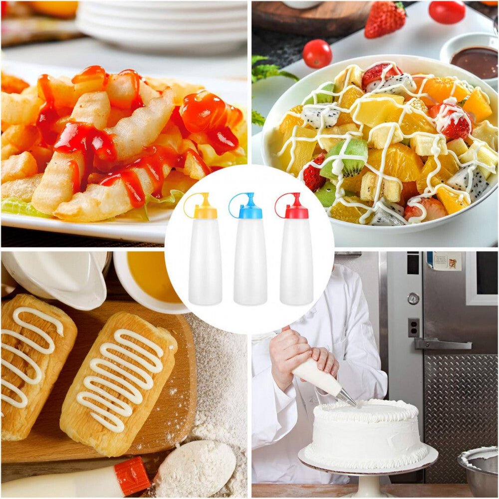 LikeSun 3 Darabos Műanyag Szószos Üveg Szett – 550 ml Adagolóflakon Öntetekhez és Szószokhoz - BShopy