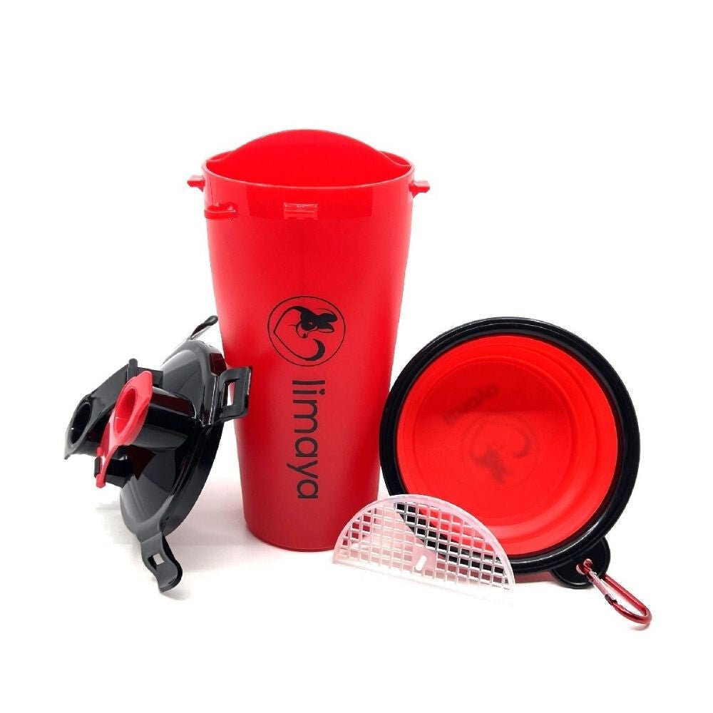 Limaya 3 Az 1 - ben Utazós Itatótál És Kulacs Kutyáknak Tálkával (Piros) - BShopy