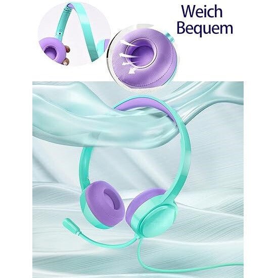 MPOW Gyerek Headset Menta - Lila Színben - Állítható és Kényelmes Fejhallgató - BShopy