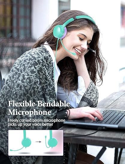 MPOW Gyerek Headset Menta - Lila Színben - Állítható és Kényelmes Fejhallgató - BShopy