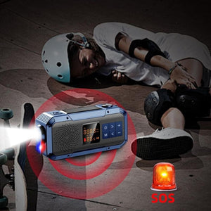 Multifunkciós Kék - Szürke Rádió - Bluetooth, Powerbank és Vészlámpa - BShopy