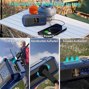 Multifunkciós Kék - Szürke Rádió - Bluetooth, Powerbank és Vészlámpa - BShopy