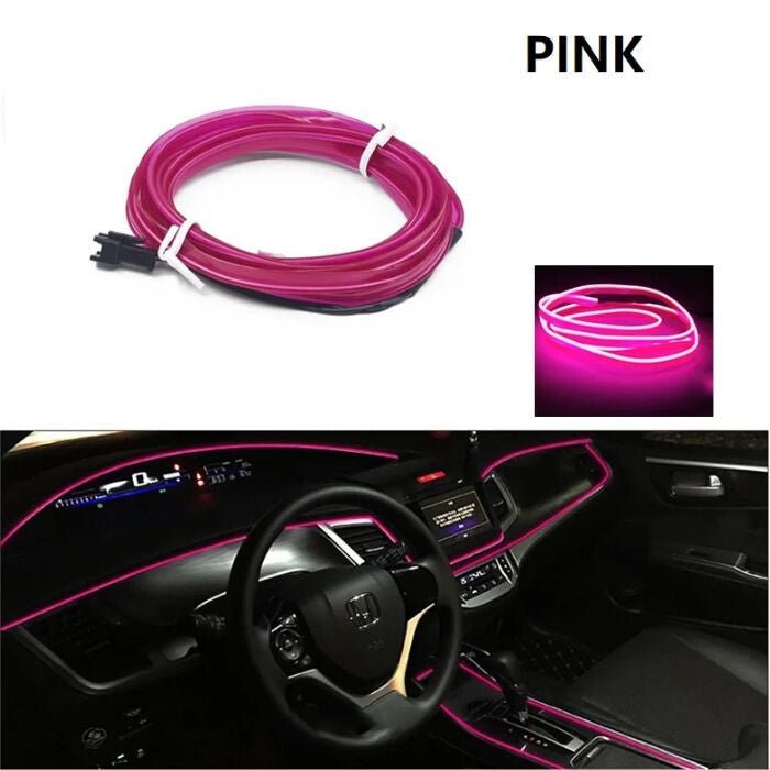 OneLED Autós LED szál, vágható LED fény, Dekoratív fénycsík, Szivargyújtós Töltővel 2m (Lila) - BShopy