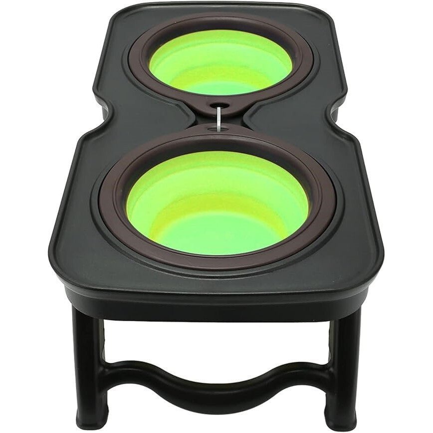 Összecsukható Hordozható Dupla Utazó Kisállat Etető Tál S (Fekete és Zöld) - BShopyG5572 - POA9507653_1