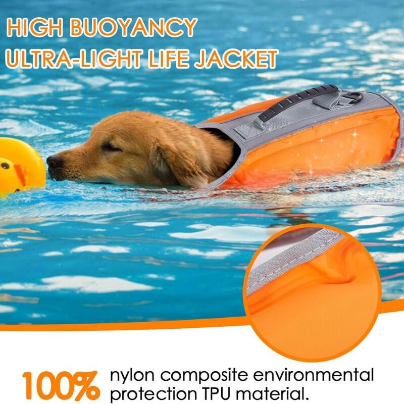 Ownpets Felfújható Kutya Mentőmellény, L - Narancssárga - Szürke - BShopy