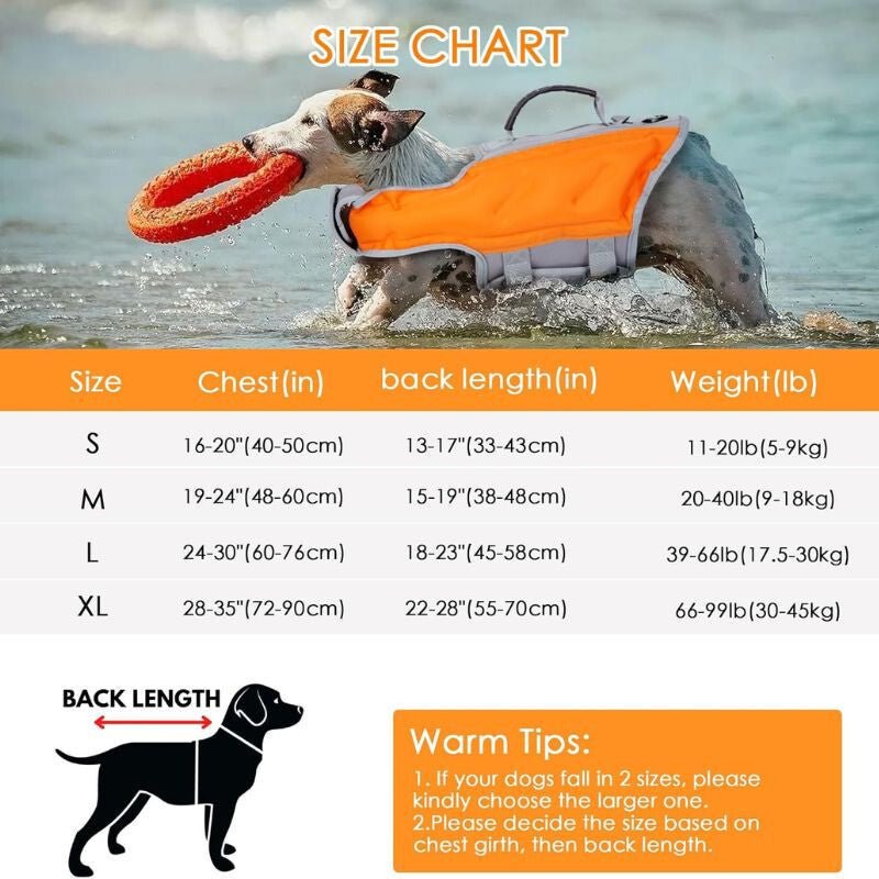 Ownpets Felfújható Kutya Mentőmellény, L - Narancssárga - Szürke - BShopy
