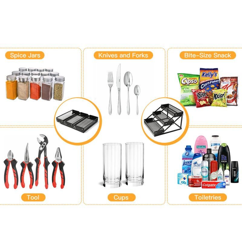 PKBD 3 Szintes Összecsukható Fém Fűszertartó – Helytakarékos Konyhai Tároló Polc - BShopyB0D1XZQ1VV_8