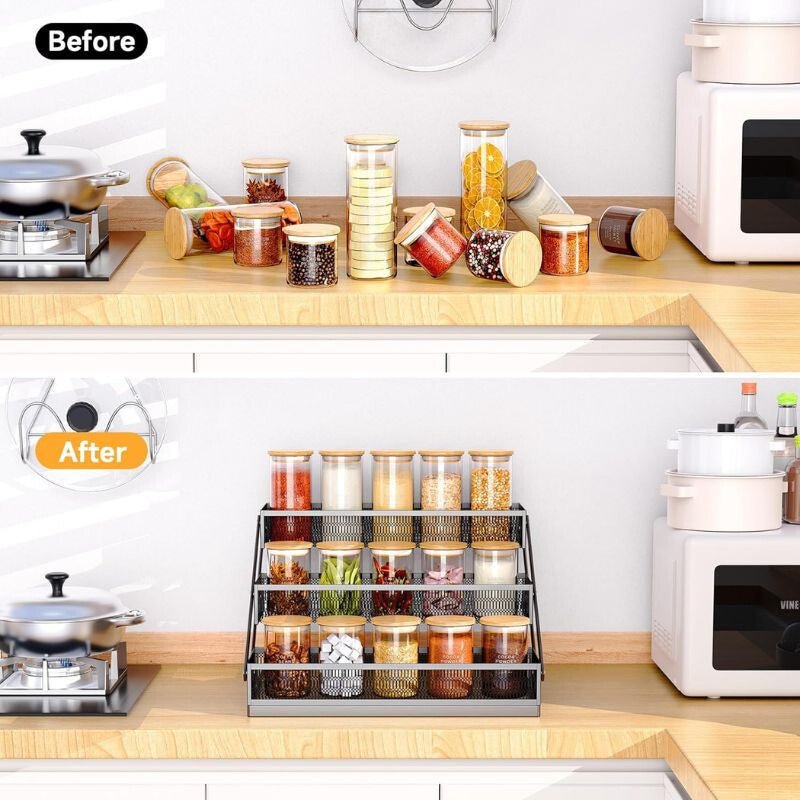 PKBD 3 Szintes Összecsukható Fém Fűszertartó – Helytakarékos Konyhai Tároló Polc - BShopyB0D1XZQ1VV_5