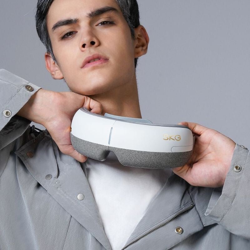 SKG E3 - EN Fehér Okos Szemmasszírozó – Bluetooth Zene, Melegítő és Légnyomásos Masszázs - BShopy6944527436833_5