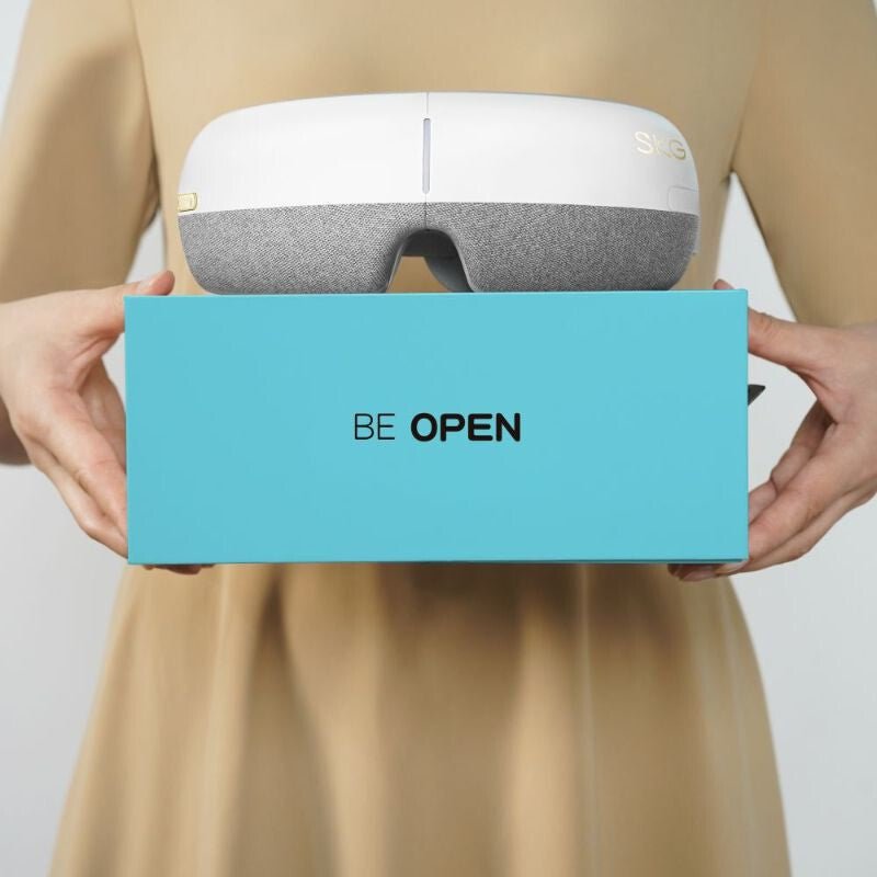 SKG E3 - EN Fehér Okos Szemmasszírozó – Bluetooth Zene, Melegítő és Légnyomásos Masszázs - BShopy6944527436833_1