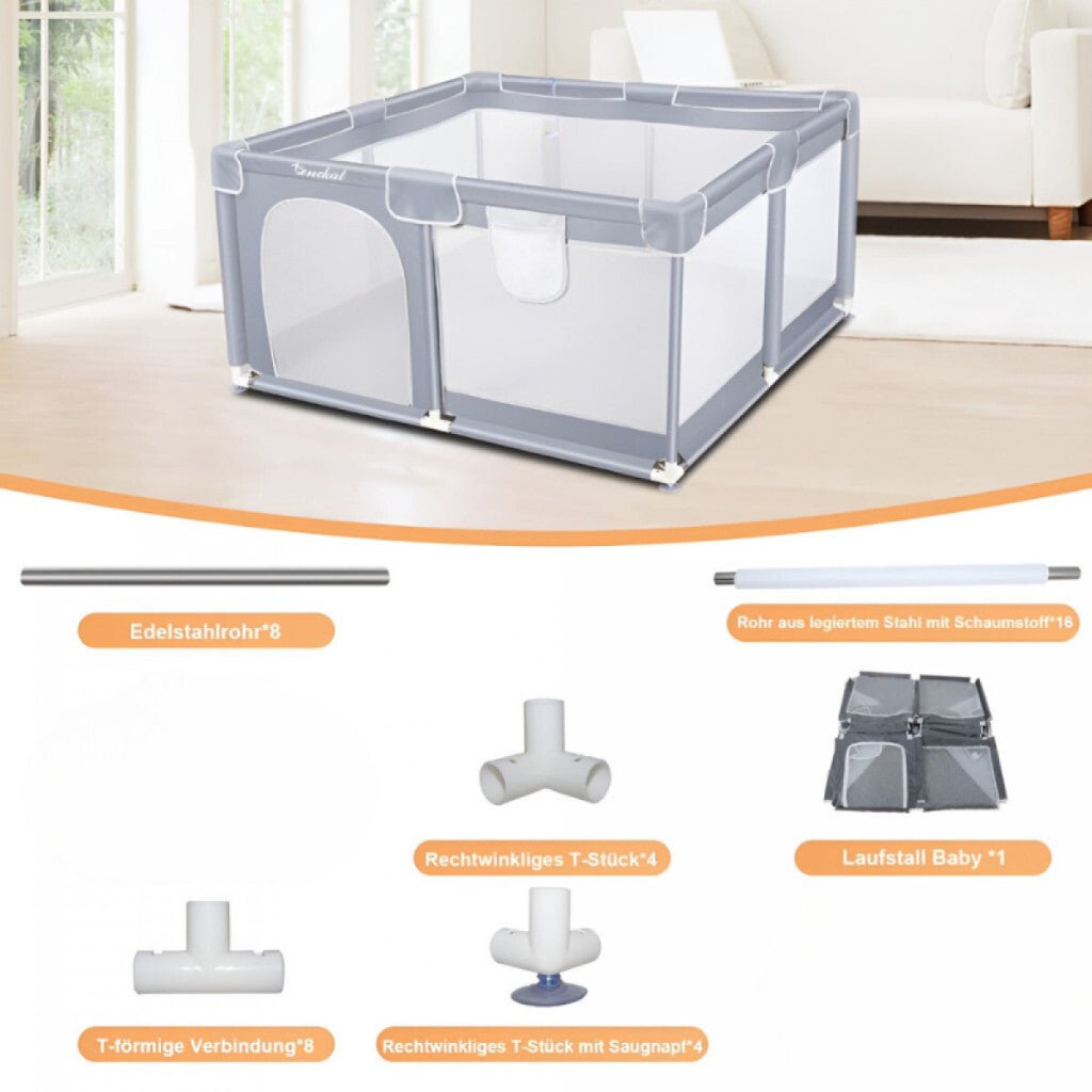 Tenckat Hordozható Babajátszókeret – Kisállatos Matraccal, 130×130×68 cm - BShopyX001QDF8KZ_1