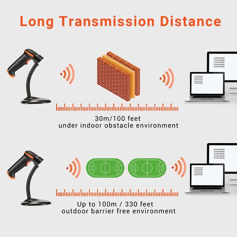 Tera 5100 - Z Vezeték Nélküli 1D Vonalkódolvasó Állvánnyal (Narancssárga) - BShopy