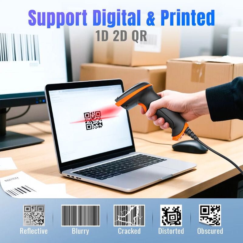 Tera D5100Y Vezetékes 1D/2D Vonalkódolvasó (Narancssárga) - BShopy