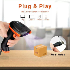 Tera L5100Y EU Vezetékes 1D Vonalkódolvasó – USB Csatlakozás, Plug & Play, Ütésálló Kialakítás - Narancssárga - BShopy