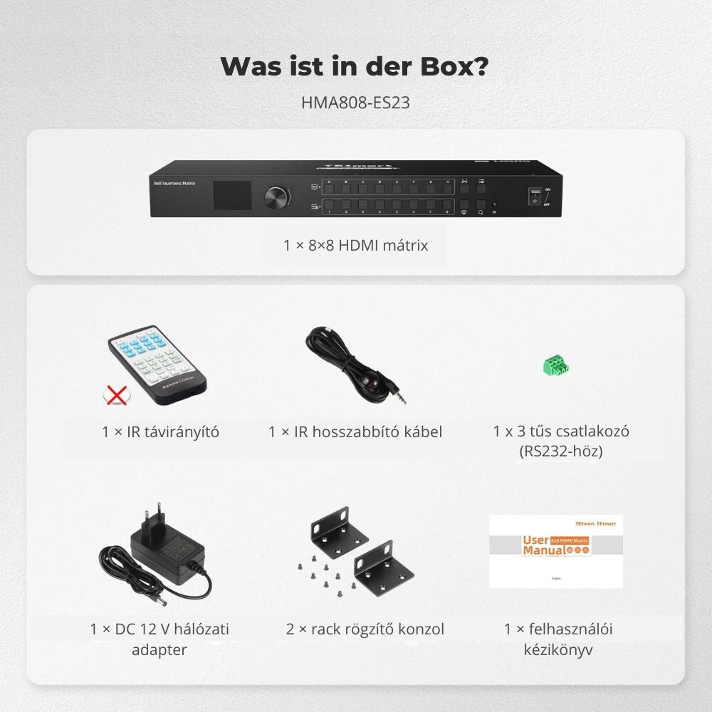TESmart 16 Portos HDMI Switch (16×1) – 4K@60Hz, EDID Emulátor, RS232 és LAN Vezérlés, HDCP 2.2, Rackbe Szerelhető, IR Távirányítóval - BShopyX0012LH4JJ_7