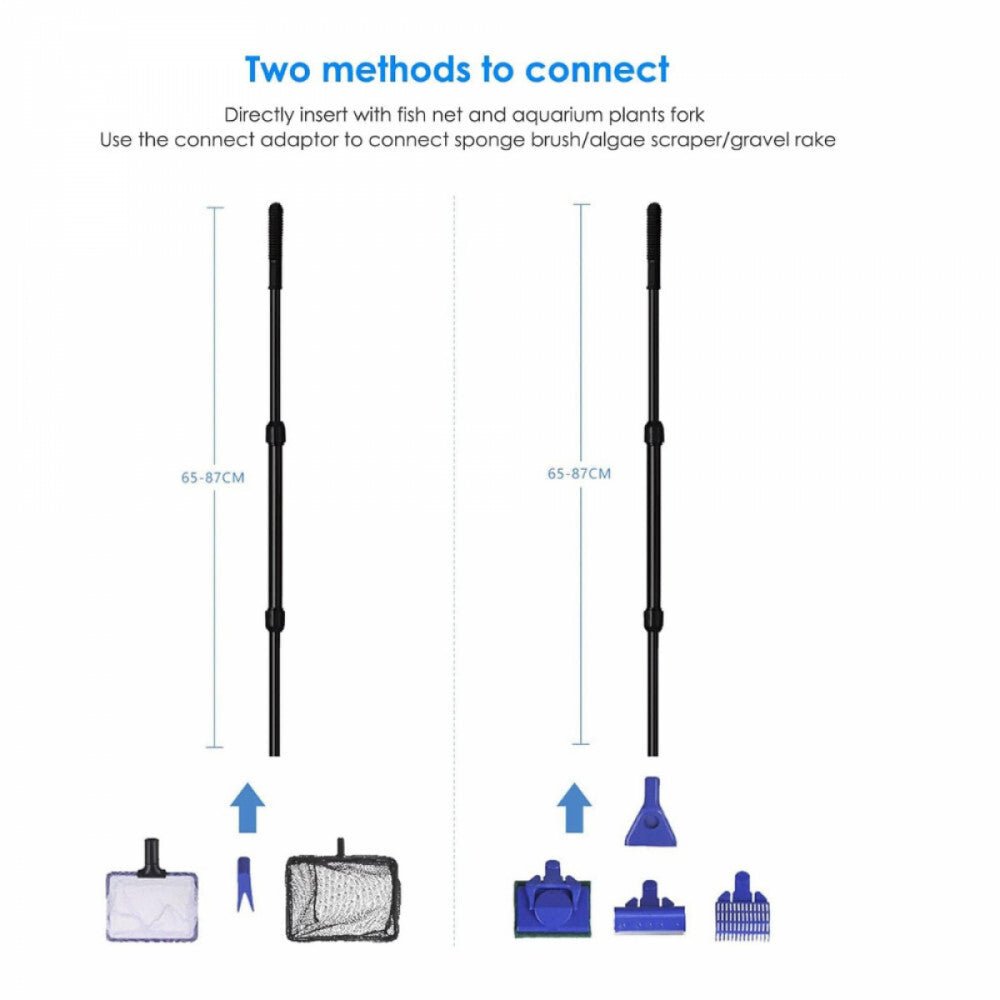 Többfunkciós Akvárium Tisztító Szett - Teleszkópos Nyéllel, Hálóval és Kefékkel - BShopy6 az 1 - ben akvárium tisztítóakvárium alga eltávolító eszközakvárium takarító eszközB07MYFPDKT_1