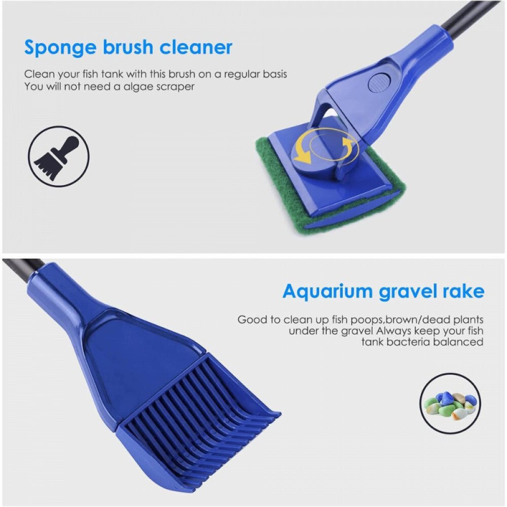 Többfunkciós Akvárium Tisztító Szett - Teleszkópos Nyéllel, Hálóval és Kefékkel - BShopy6 az 1 - ben akvárium tisztítóakvárium alga eltávolító eszközakvárium takarító eszközB07MYFPDKT_2