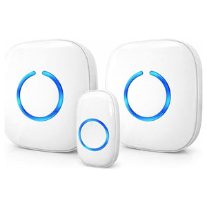 Vezeték Nélküli Ajtócsengő Szett 2 Vevővel és 1 Gombbal – 300 m Hatótáv, 50+ Dallam, LED Jelzés, Időjárásálló, Elemes Csengő - BShopy