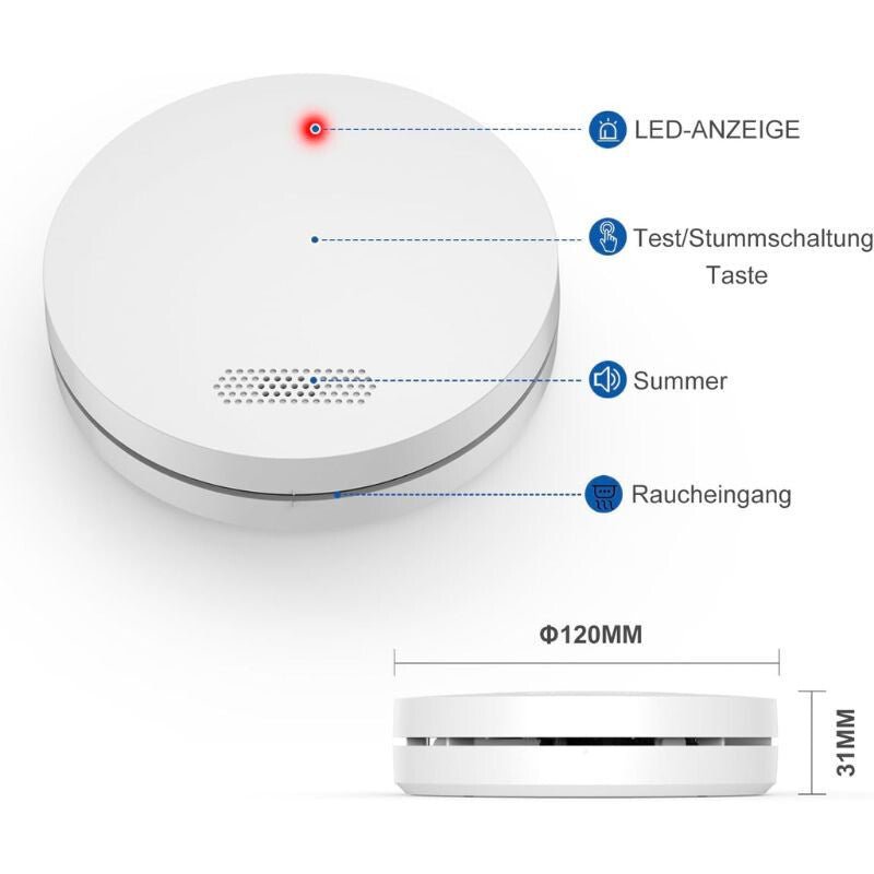 Xindum Vezeték Nélküli Füstérzékelő - 1 db, 10 év Akkumulátorral - BShopy