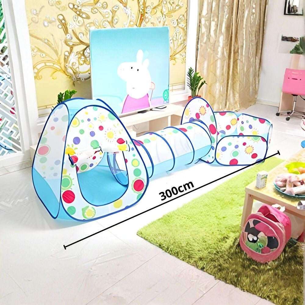 3 az 1 - ben Gyerek Játszósátor – Pöttyös és Napocska Mintával, Labdamedencével és Mászóalagúttal - BShopy