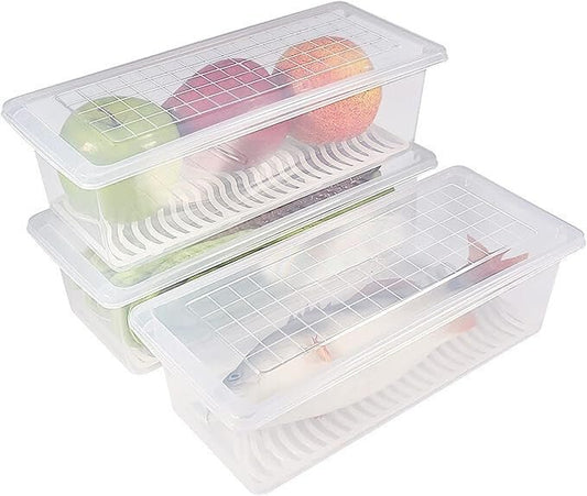 77L 3 darabos Élelmiszer Tároló Doboz Szett – 29×12×9 cm, Átlátszó Műanyag - BShopy