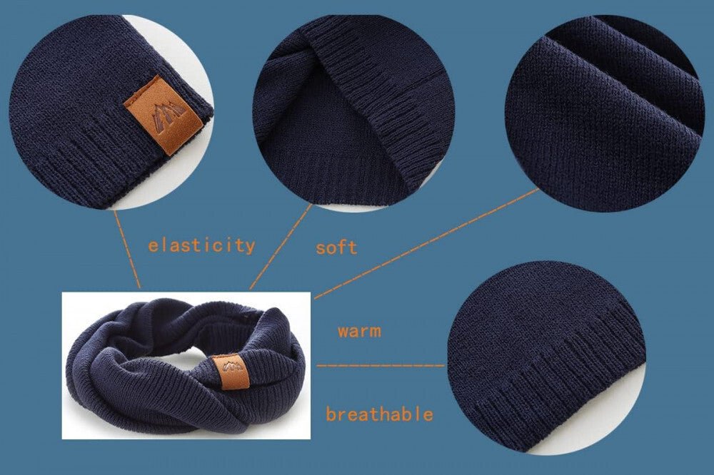 AHAHA Kisgyermek Sapka és Körsál Szett - M Méret, Sötétkék Szín - BShopy