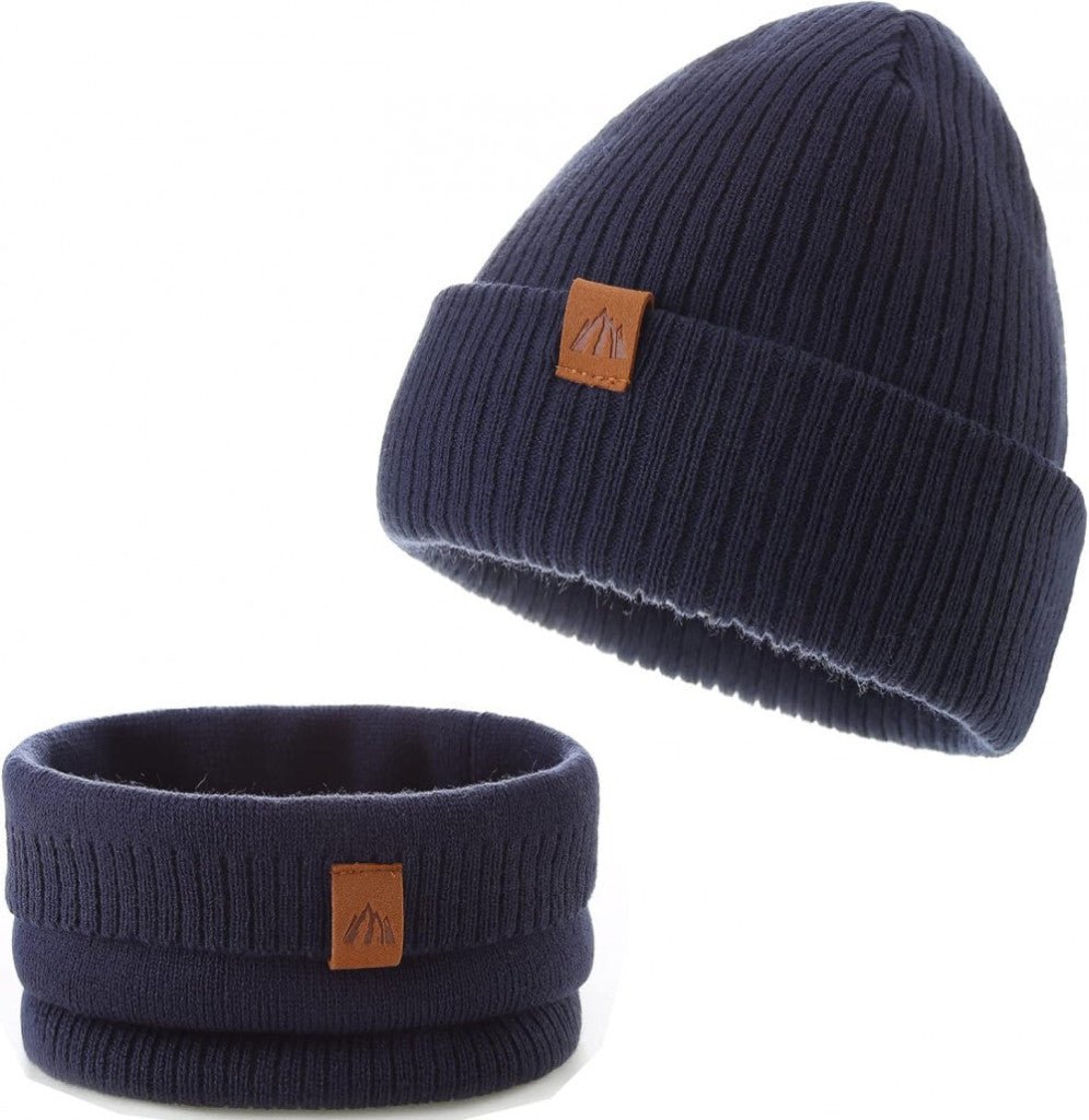 AHAHA Kisgyermek Sapka és Körsál Szett - M Méret, Sötétkék Szín - BShopy