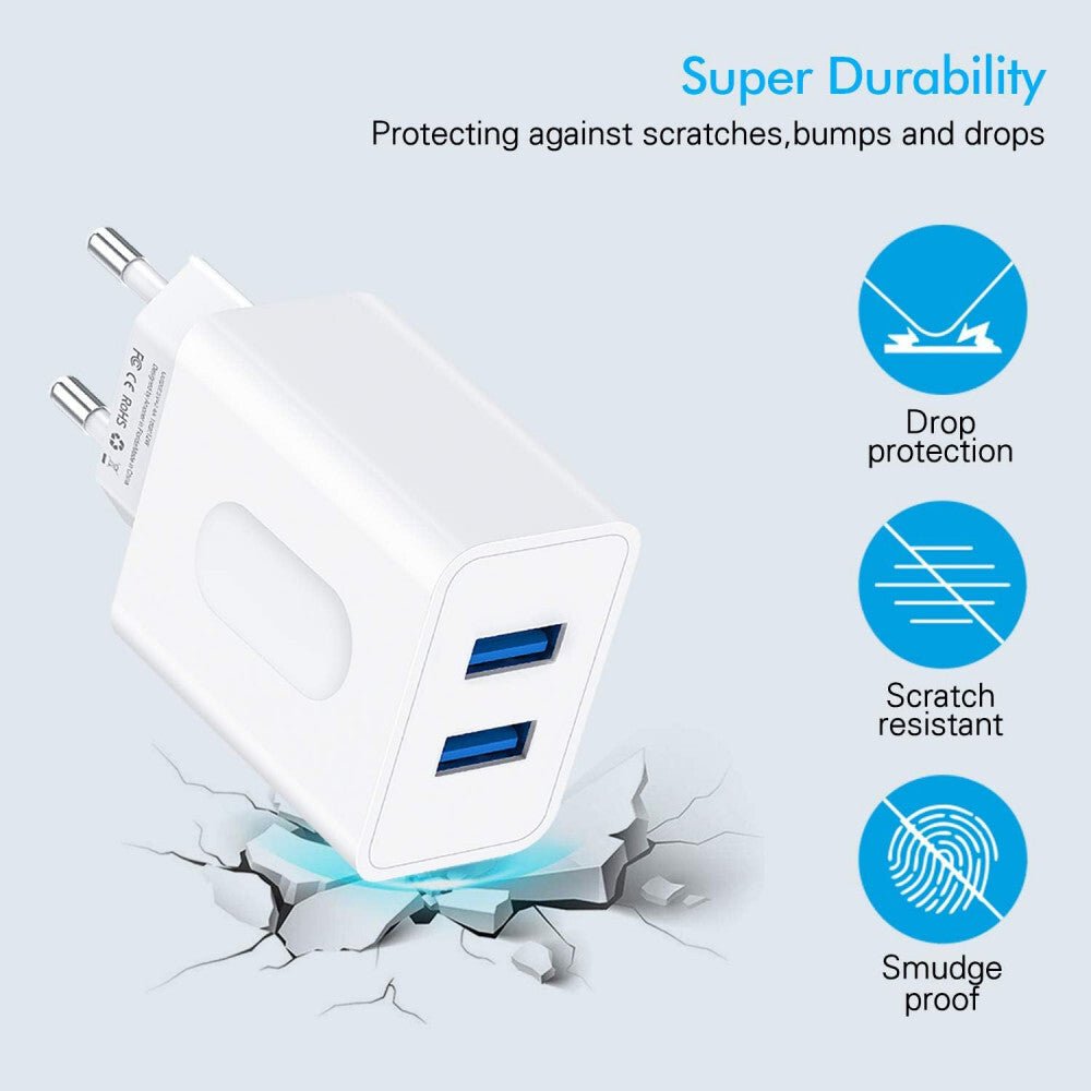 Amoner 2 - Port USB - A Fali Töltőadapter, 2 db Lightning Kábellel Apple Készülékekhez - BShopy