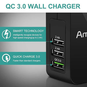 Amoner USB Gyorstöltő Hálózati Adapter – 3 USB Port, 3A - BShopy